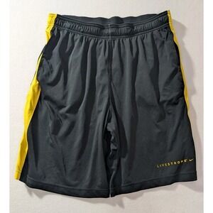 Nike Dri-Fit Livestrong Shorts Black Yellow Men's Medium Athletic Training